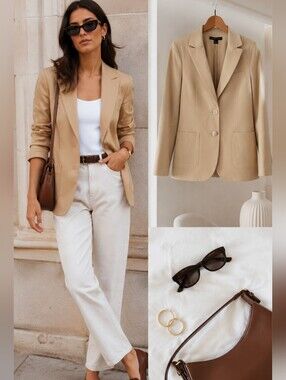 French Connection Lyocell Cotton Blazer NWT 8 Quiet Luxury Lightweight Jacket
